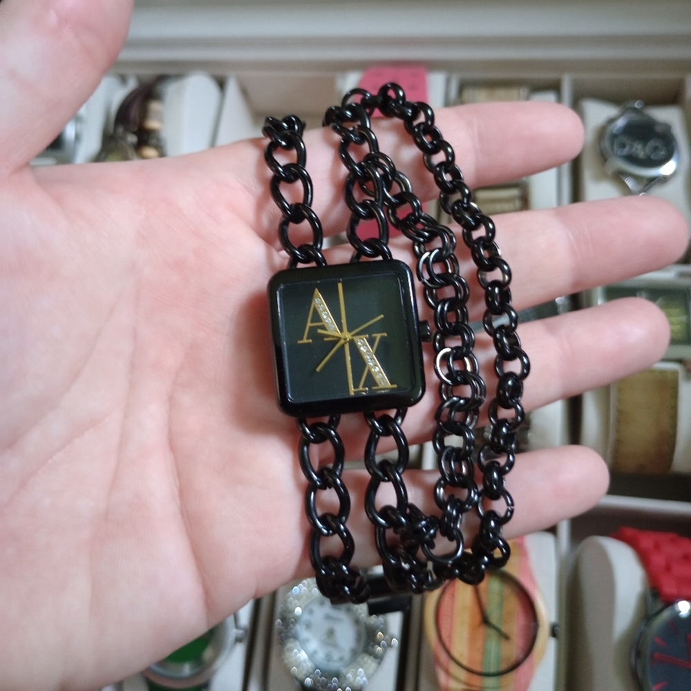 Armani Exchange Black Chain Watch